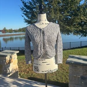 Jones New York Signature Open Knit Cardigan – Silver Gray – Size Small